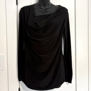 Sympli Cowl Neck Classic Black Long‎ Sleeve Top Size 8